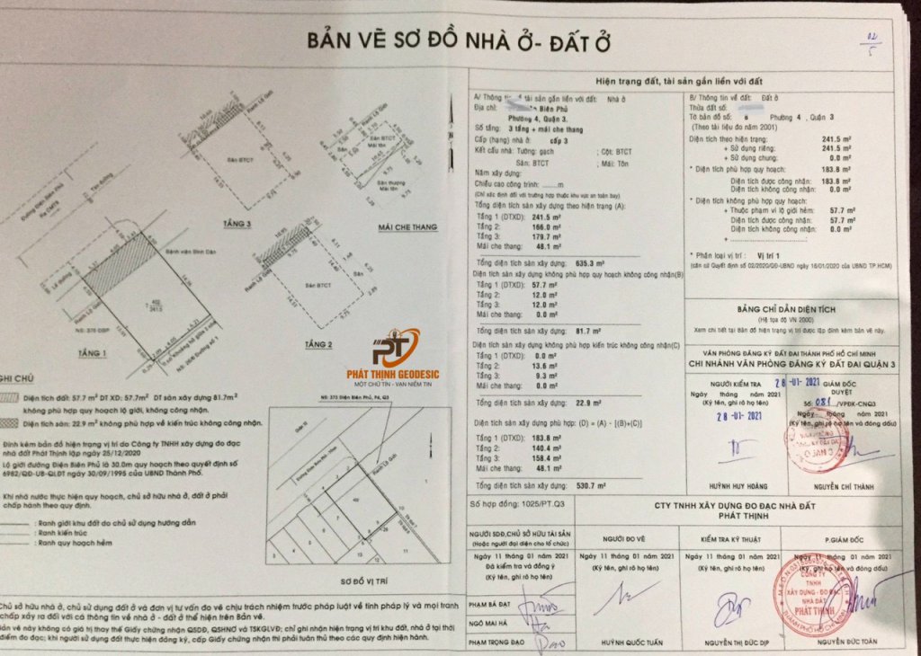 bản vẽ sơ đồ nhà đất đã được duyệt nội nghiệp quận 3