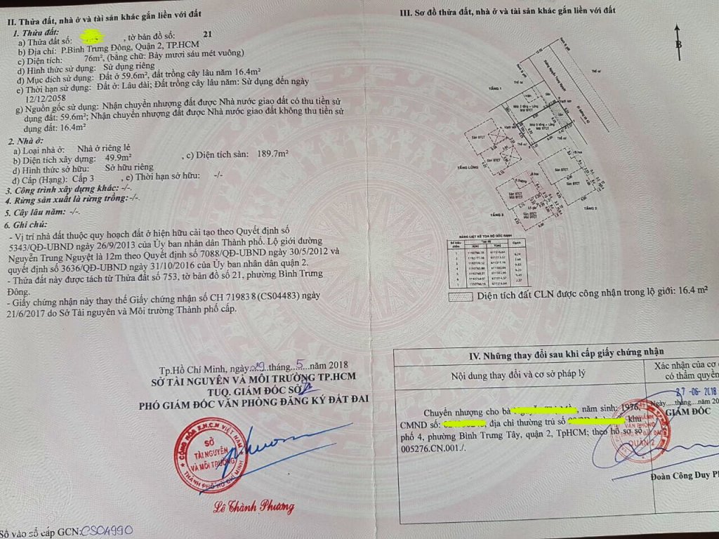 Cập nhật chuyển nhượng sang tên lên trên quyền sử dụng đất